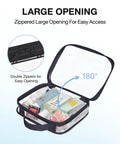 Clear TSA Approved Travel Toiletry Bags Set Of Two With Water Resistant Design open with visible contents and double zippers