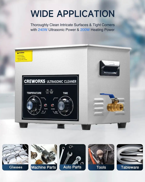 Kick Ass Heavy Duty 2 6 Gallon Ultrasonic Parts Washer With 240 Watt Heating And Manual Knob Controls, silver stainless steel cleaner.