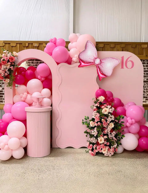 Insta Worthy Pink Mouse Balloon Garland Arch Kit, 124-Piece Set With Hot Pink, Pastel Pink Balloons, Polka Dots, Oversized Bow