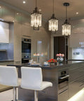 Modern Black Pendant Light Fixtures Set For Kitchen Island And Dining Room Dope Sleek Industrial Small Hanging Crystal Chandeliers 3 Pack For Bedroom Entryway Living Room Foyer Hallway in contemporary kitchen