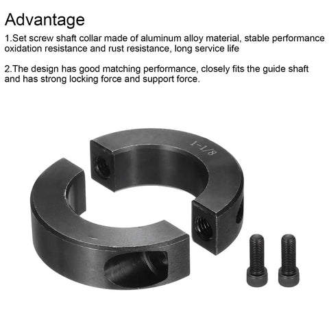 One And One Eighth Inch Bore Double Split Shaft Collar With Set Screw Built Tough Carbon Steel Clamping Collar Black Finish