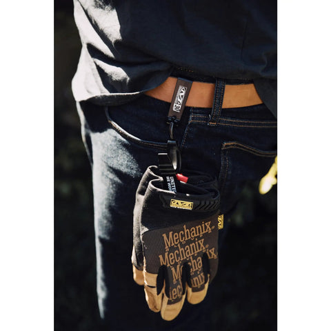 Belt Glove Clips For Easy Access Nonconductive Detachable Anti Snap Design Keeps Your Gloves Handy On Belt Or Workbench For Construction Electrical Tactical And Utility Jobs holding brown gloves