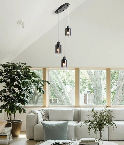 Three Pack Black Pendant Lights With Adjustable Height In Industrial Modern Style For Kitchen Island Dining Room Hallway And Living Room Ambience