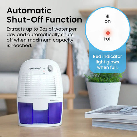 Slick Mini Electric Dehumidifier For Home Bedroom With Auto Shutoff Quiet Air Moisture Extractor Compact Portable Water Collector For Bathroom Basement Rv Office No Sweat Operation