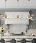 Industrial Farmhouse Nautical Pendant Light With Round Fresnel Lens, Adjustable Hanging Height, Oil Rubbed Bronze Finish over kitchen island