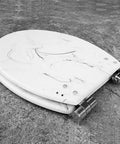 Heavy Duty Resin Toilet Seat With Chic Marble Texture Universal Slow Close Lid Engineered For The Daily Grind Ergonomic Arch view from the side