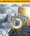 Heavy Duty Wall Mount Gate Hinges For 1 3 8 Inch Pipe Frames with zinc-rich hot-dip galvanized steel, rust-resistant design.