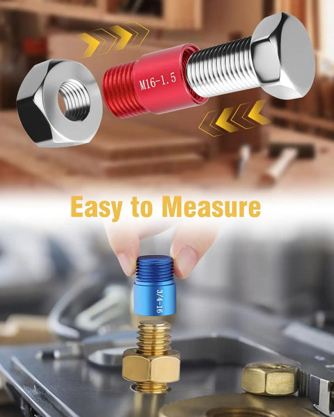 Detachable Thread Gauge Kit With 60 Nut And Bolt Gauges, 30 Inch And 30 Metric Box Set, Bolt Size Finder in use