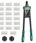 Heavy Duty Pop Rivet Gun Kit With 200 Rivets, Dual Lever Hand Riveter, 3 Interchangeable Nosepieces For 1/8, 5/32, 3/16 Blind Rivets, labor-saving tool with 200 rivets and nosepieces