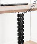 Cable Management Kit With Adjustable Quad Entry Cord Organizer For Home Office Black Keeps Cords Tidy shown under desk