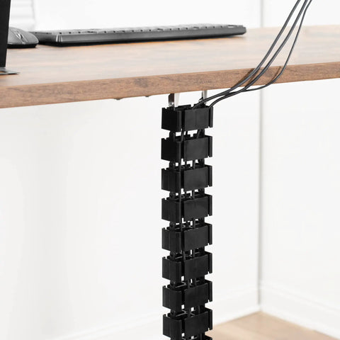 Cable Management Kit With Adjustable Quad Entry Cord Organizer For Home Office Black Keeps Cords Tidy shown under desk