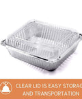 35 Pack 8x8 Aluminum Pans With Clear Lids Square Foil Pans For Baking Heating Storing And Meal Prep Durable Reinforced Rib Walls