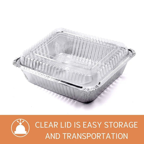 35 Pack 8x8 Aluminum Pans With Clear Lids Square Foil Pans For Baking Heating Storing And Meal Prep Durable Reinforced Rib Walls