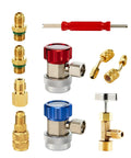 AC Freon Recharge Kit For Home Or Car, 8 Piece Gauge Hose Conversion Fittings Set With Adjustable Couplers, R410A Adapters, Leakproof High And Low Pressure Tools For Easy Charging And Repair Of Refrigerant Lines, brass fittings and couplers