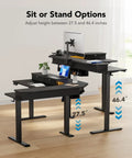 65 Inch L Shaped Standing Desk With Power Outlets And LED Strip, Electric Height Adjustable Corner Computer Desk in home office