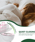Toilet Seat Resin Waterproof for Bathroom shown with softly closing lid, designed for quiet operation to prevent noise.