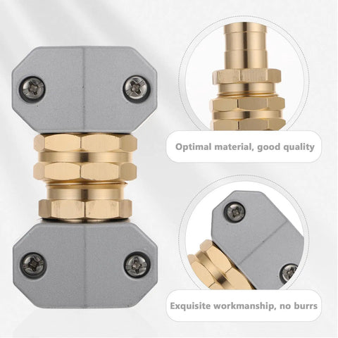 Heavy Duty Garden Hose Repair Kit With Solid Aluminum Alloy Connector Fitting 3 Sets That Stop Leaks And Save Your Plants Plus Easy No Tools Install For Fast Maintenance Anytime, brass fitting close-up