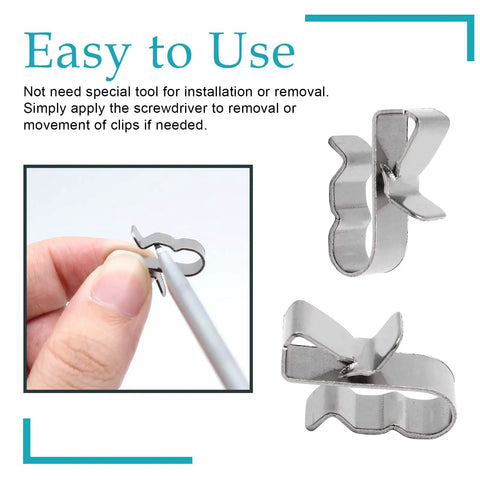 Heavy Duty Solar Panel Cable Clips Bulk 60 Pack Top Shelf Stainless Steel Wire Mounts for Rooftop PV Arrays close-up showing easy installation with screwdriver