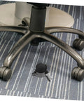 Office chair with Four Pack Swivel Caster Wheels With Locking Brakes, Heavy Duty Polyurethane Replacement Wheels on striped carpet.