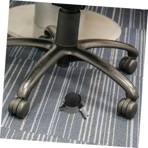Office chair with Four Pack Swivel Caster Wheels With Locking Brakes, Heavy Duty Polyurethane Replacement Wheels on striped carpet.