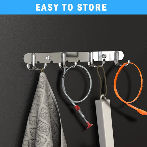 Six Pack Hair Drain Clog Remover Tools Set with hooks for easy storage of flexible plastic drain snakes and augers.