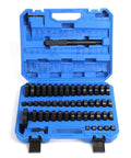 52 In 1 Custom Bushing Driver Kit For Transmission Bushing Removal And Seal Installation, blue case with discs and handle.
