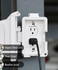 Outdoor Weatherproof 1 Gang Electrical Outlet Cover Plug In 120V AC Durable White Plastic Built Tough All Weather Protection
