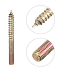Badass M5x50mm Hanger Bolts For Solid Wood Furniture with detailed view of double ended thread and zinc coating.