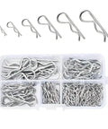 Premium Stainless Steel Cotter Pin Set Kit with Three Box Assortment displayed with R Type wave pins visible