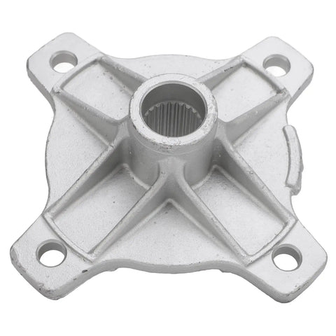 Badass Rear Axle Wheel Hub With 24T Spline And 4 Stud For 125 150 200 Cc Atv Quad Bike Go Kart Silver Steel Alloy Replacement Part shown from above.