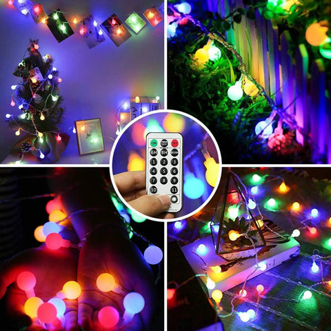 Color Changing Easter Globe String Lights 39.37 Ft With 120 LEDs, 11 Modes, Remote Control And Timer, decor setting displays.