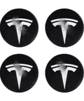 2.2 Inch Center Cap Sticker Set For Tesla Model 3 And Model Y Wheel Hub Cover Emblem Waterproof Adhesive Backing Black And White Rim Accent OEM Plus Vibe Easy Install No Tools Needed