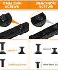 Amazon PUKESI 12-piece T-nut and screw set for M-rails; includes 12mm long and 10mm short screws with nuts, black metal