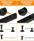 Slick 12 Piece T Nut And Screw Replacement Bundle For M Rail And M Loc Tactical Mounts, showing 12mm long screws and 10mm short screws.