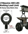 Stainless Steel Eye Bolts Kit M6 X 0.55 Inch With Nuts And Lock Washers, Black Shouldered Lifting Eyes, Heavy Duty Marine Tie Down Anchors For Thin Panels And Hulls, Approx 1/4 Inch Thread, 400 lb load illustration