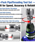 Essential 3 Pcs PVC Pipe Threader Tool Set For Quick Plumbing Repairs Upgraded Mixed Design, showcasing dual-side threading heads.