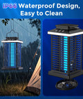 3 In 1 Outdoor Bug Zapper With 5000mAh Battery, LED Night Light, And 4000V Electric Fly Zapper on patio during rain