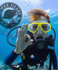 Diver underwater gives OK sign with Scuba O Ring Kit 30 Pack for Regulator, Valve, and Hose Repairs, logo in background
