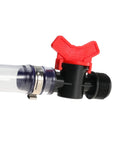 Close-up of Fuel Filler Kit For Race Jugs With Ball Valve Hose Fifteen Inch Connector Fits Sportsman Jugs and More