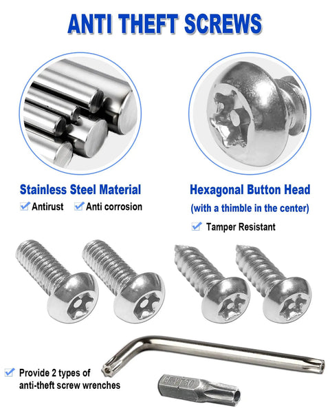 Anti-theft screws for Real Carbon Fiber License Plate Frame With Stainless Steel Core, hexagonal button head, stainless steel material