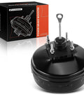 Heavy Duty Vacuum Brake Booster With Integrated Sensor For Cadillac And Chevy Models, black finish, top view with mounting hardware.