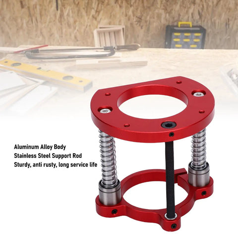 Router Table Lift Base With Easy Crank Up To 70mm Travel, Universal Fit For Small Routers, Aluminum Alloy And Stainless Steel 2 Jaw Clamp, Solid Lifting System For Precise Trimming And Above Table Height Adjustments, red aluminum base