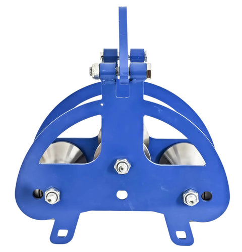Heavy Duty Steel Cable Puller Sheave engineered for smooth wire feeding with dual stainless steel wheels, industrial use.
