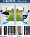 Diagram showing compatible inward swinging doors for Adjustable Angle Doorbell Mount For Ring And Blink Wireless Video Doorbells No Drill Anti Theft Doorbell Camera Mount Universal Bracket That Angles For Optimal View Compatible With Ring Video Doorbell 1 2 3 4 Plus Pro Battery Versions with door thickness and gap details.