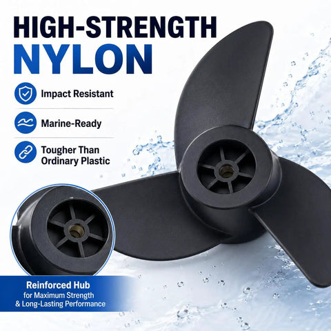 Beefy Three Blade Trolling Motor Propeller Replacement Kit With Hardware For Strong Thrust in Shallow Water, high-strength nylon propeller