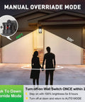 Illustration of 2 Pack Outdoor Wall Lanterns With Motion Sensor And Dusk To Dawn, Matte Black Sconces, PIR 40ft range, 220° angle.