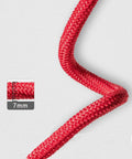 Close-up of red durable nylon rope of 16 Ft Jump Rope for Kids With Adjustable Length, highlighting 7mm thickness.