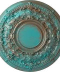 Jackson Ceiling Medallion Copper Green Patina 32.75 Inch Diameter Lightweight Canopy Hand Painted Finish For Chandelier Or Ceiling Fan Mounts