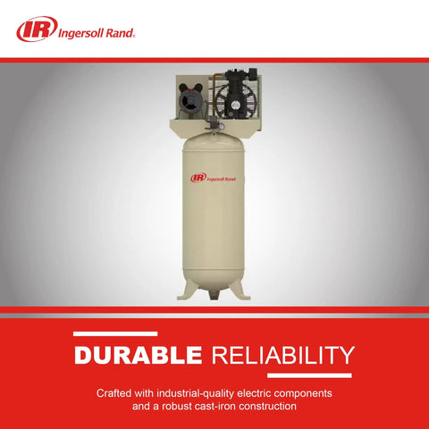 Heavy Duty 3 Hp Single Stage Air Compressor With 60 Gallon Vertical Tank crafted from cast iron pump, showing the air tank and components.