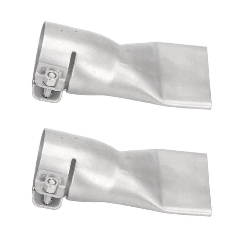 Flat Wide Mouth Welding Nozzle Set 40mm 1.57in Stainless Steel Two Pack built for hot air heat guns, showcasing large tips
